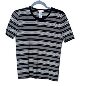 Michael Kors Black and White Striped Top L